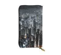 Lhbwcvn Aerial Night Of View Hong Kong Wallet For Women Men Clutch Rfid Blocking Leather Wallets Large Capacity Purse Credit Card Holder Money Case With Zipper Phone Holder Long Travel Purse, Black,