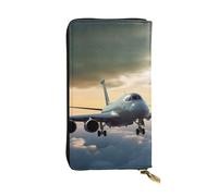 Lhbwcvn Airplane Wallet For Women Men Clutch Rfid Blocking Leather Wallets Large Capacity Purse Credit Card Holder Money Case With Zipper Phone Holder Long Travel Purse, Black, One Size