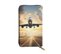 Lhbwcvn Airplane Wallet For Women Men Clutch Rfid Blocking Leather Wallets Large Capacity Purse Credit Card Holder Money Case With Zipper Phone Holder Long Travel Purse, Black, One Size