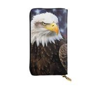 Lhbwcvn American Bald Eagle Wallet For Women Men Clutch Rfid Blocking Leather Wallets Large Capacity Purse Credit Card Holder Money Case With Zipper Phone Holder Long Travel Purse, Black, One Size