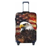 LHBWCVN American Flag Fire Luggage Cover for Suitcase Tsa Approved, Washable Suitcase Protector Fits 18-32 Inch Anti-scratch Suitcase Cover Carry on Luggage Sleeve Travel Baggage Cover, Black, XL