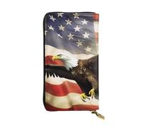 Lhbwcvn American Flag Wallet For Women Men Clutch Rfid Blocking Leather Wallets Large Capacity Purse Credit Card Holder Money Case With Zipper Phone Holder Long Travel Purse, Black, One Size
