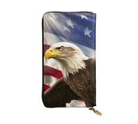 Lhbwcvn American Usa Flag Wallet For Women Men Clutch Rfid Blocking Leather Wallets Large Capacity Purse Credit Card Holder Money Case With Zipper Phone Holder Long Travel Purse, Black, One Size