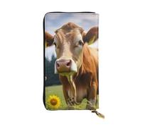 Lhbwcvn Animal Brown Cow Wallet For Women Men Clutch Rfid Blocking Leather Wallets Large Capacity Purse Credit Card Holder Money Case With Zipper Phone Holder Long Travel Purse, Black, One Size