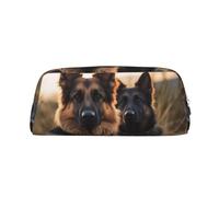 LHBWCVN Animal german shepherd Pencil Case Large Capacity Pencil Pouch Aesthetic Pen Bag Leather Makeup Bag for Women Men Travel Toiletry Bags Zipper Cosmetic Bag Wide-open Coin Pouch Purse, Silver