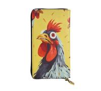Lhbwcvn Art Chicken Painting Wallet For Women Men Clutch Rfid Blocking Leather Wallets Large Capacity Purse Credit Card Holder Money Case With Zipper Phone Holder Long Travel Purse, Black, One Size