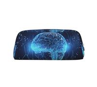 LHBWCVN Artificial Intelligence Brain Pencil Case Large Capacity Pencil Pouch Aesthetic Pen Bag Leather Makeup Bag for Women Men Travel Toiletry Bags Zipper Cosmetic Bag Wide-open Coin Pouch Purse