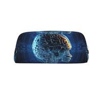 LHBWCVN Artificial Intelligence Brain Pencil Case Large Capacity Pencil Pouch Aesthetic Pen Bag Leather Makeup Bag for Women Men Travel Toiletry Bags Zipper Cosmetic Bag Wide-open Coin Pouch Purse