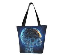 LHBWCVN Artificial Intelligence Brain Tote Bag for Women Top-Handle Purse Large Shoulder Hobo Bags Casual Handbags Aesthetic Shopping Bag Reusable Grocery Bag Zipper Work Bag Travel Beach Bag