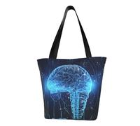 LHBWCVN Artificial Intelligence Brain Tote Bag for Women Top-Handle Purse Large Shoulder Hobo Bags Casual Handbags Aesthetic Shopping Bag Reusable Grocery Bag Zipper Work Bag Travel Beach Bag