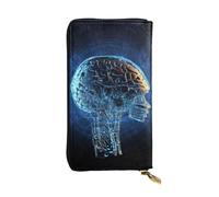 Lhbwcvn Artificial Intelligence Brain Wallet For Women Men Clutch Rfid Blocking Leather Wallets Large Capacity Purse Credit Card Holder Money Case With Zipper Phone Holder Long Travel Purse, Black,
