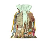 LHBWCVN austin texas christmas gift bags drawstring with tags, christmas gift bags with yellow christmas ribbon, reusable fabric gift bag, gift bags for