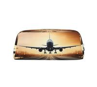 LHBWCVN backpack airplane Pencil Case Large Capacity Pencil Pouch Aesthetic Pen Bag Leather Makeup Bag for Women Men Travel Toiletry Bags Zipper Cosmetic Bag Wide-open Coin Pouch Purse, Silver, One
