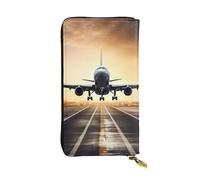 Lhbwcvn Backpack Airplane Wallet For Women Men Clutch Rfid Blocking Leather Wallets Large Capacity Purse Credit Card Holder Money Case With Zipper Phone Holder Long Travel Purse, Black, One Size