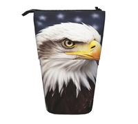 LHBWCVN Bald eagle Cosmetics Bag Standing Pencil Case Telescopic Pencil Bag Portable Pencil Holder Cute Stand up Pencil Pouch for Women Men Travel Coin Pouch Purse