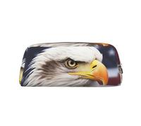 LHBWCVN Bald eagle Pencil Case Large Capacity Pencil Pouch Aesthetic Pen Bag Leather Makeup Bag for Women Men Travel Toiletry Bags Zipper Cosmetic Bag Wide-open Coin Pouch Purse, Silver, One Size