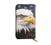 Lhbwcvn Bald Eagle Wallet For Women Men Clutch Rfid Blocking Leather Wallets Large Capacity Purse Credit Card Holder Money Case With Zipper Phone Holder Long Travel Purse, Black, One Size