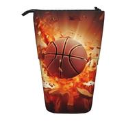 LHBWCVN basketball Cosmetics Bag Standing Pencil Case Telescopic Pencil Bag Portable Pencil Holder Cute Stand up Pencil Pouch for Women Men Travel Coin Pouch Purse
