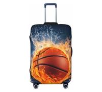 LHBWCVN Basketball on Fire and Water Flame Splashing Luggage Cover for Suitcase, Washable Suitcase Protector Fits 18-32 Inch Anti-scratch Suitcase Cover Carry on Luggage Sleeve Travel Baggage Cover