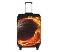 LHBWCVN Basketball On Fire Luggage Cover for Suitcase Tsa Approved, Washable Suitcase Protector Fits 18-32 Inch Anti-scratch Suitcase Cover Carry on Luggage Sleeve Travel Baggage Cover, Black, S