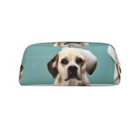 LHBWCVN Bath and dog Pencil Case Large Capacity Pencil Pouch Aesthetic Pen Bag Leather Makeup Bag for Women Men Travel Toiletry Bags Zipper Cosmetic Bag Wide-open Coin Pouch Purse, Gold, One Size