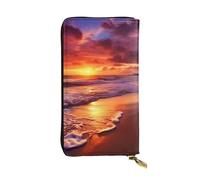 Lhbwcvn Beautiful Beach Sunset Wallet For Women Men Clutch Rfid Blocking Leather Wallets Large Capacity Purse Credit Card Holder Money Case With Zipper Phone Holder Long Travel Purse, Black, One Size