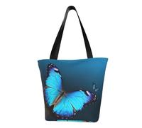 LHBWCVN Beautiful blue butterfly Tote Bag for Women Top-Handle Purse Large Shoulder Hobo Bags Casual Handbags Aesthetic Shopping Bag Reusable Grocery Bag Zipper Work Bag Travel Beach Bag