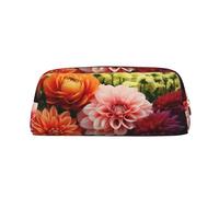 LHBWCVN Beautiful Colorful Flowers Pencil Case Large Capacity Pencil Pouch Aesthetic Pen Bag Leather Makeup Bag for Women Men Travel Toiletry Bags Zipper Cosmetic Bag Wide-open Coin Pouch Purse