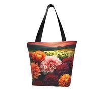 LHBWCVN Beautiful Colorful Flowers Tote Bag for Women Top-Handle Purse Large Shoulder Hobo Bags Casual Handbags Aesthetic Shopping Bag Reusable Grocery Bag Zipper Work Bag Travel Beach Bag