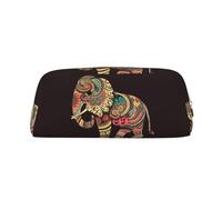 LHBWCVN Beautiful Elephant Pencil Case Large Capacity Pencil Pouch Aesthetic Pen Bag Leather Makeup Bag for Women Men Travel Toiletry Bags Zipper Cosmetic Bag Wide-open Coin Pouch Purse, Gold, One
