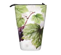 LHBWCVN Beautiful grape leaves Cosmetics Bag Standing Pencil Case Telescopic Pencil Bag Portable Pencil Holder Cute Stand up Pencil Pouch for Women Men Travel Coin Pouch Purse