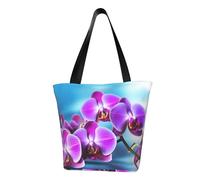 LHBWCVN Beautiful Orchid Tote Bag for Women Top-Handle Purse Large Shoulder Hobo Bags Casual Handbags Aesthetic Shopping Bag Reusable Grocery Bag Zipper Work Bag Travel Beach Bag