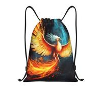LHBWCVN Beautiful phoenix Drawstring Backpack for Men Gym Bag String Bag Waterproof Drawstring Bag for Women Swim Bag, Black, M, Travel Backpacks