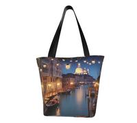 LHBWCVN beautiful venice at night Tote Bag for Women Top-Handle Purse Large Shoulder Hobo Bags Casual Handbags Aesthetic Shopping Bag Reusable Grocery Bag Zipper Work Bag Travel Beach Bag
