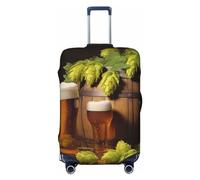 LHBWCVN Beer and Hop Cones Luggage Cover for Suitcase Tsa Approved, Washable Suitcase Protector Fits 18-32 Inch Anti-scratch Suitcase Cover Carry on Luggage Sleeve Travel Baggage Cover, Black, L
