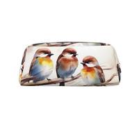 LHBWCVN Birds Resting on Tree Branch Pencil Case Large Capacity Pencil Pouch Aesthetic Pen Bag Leather Makeup Bag for Women Men Travel Toiletry Bags Zipper Cosmetic Bag Wide-open Coin Pouch Purse