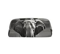 LHBWCVN Black and White Elephant Pencil Case Large Capacity Pencil Pouch Aesthetic Pen Bag Leather Makeup Bag for Women Men Travel Toiletry Bags Zipper Cosmetic Bag Wide-open Coin Pouch Purse