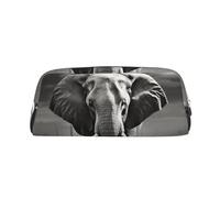 LHBWCVN Black and White Elephant Pencil Case Large Capacity Pencil Pouch Aesthetic Pen Bag Leather Makeup Bag for Women Men Travel Toiletry Bags Zipper Cosmetic Bag Wide-open Coin Pouch Purse
