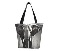LHBWCVN Black and White Elephant Tote Bag for Women Top-Handle Purse Large Shoulder Hobo Bags Casual Handbags Aesthetic Shopping Bag Reusable Grocery Bag Zipper Work Bag Travel Beach Bag