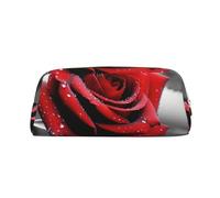 LHBWCVN Black and White Red Rose Pencil Case Large Capacity Pencil Pouch Aesthetic Pen Bag Leather Makeup Bag for Women Men Travel Toiletry Bags Zipper Cosmetic Bag Wide-open Coin Pouch Purse