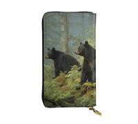 Lhbwcvn Black Bears Wallet For Women Men Clutch Rfid Blocking Leather Wallets Large Capacity Purse Credit Card Holder Money Case With Zipper Phone Holder Long Travel Purse, Black, One Size