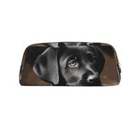 LHBWCVN Black Labrador Puppy Pencil Case Large Capacity Pencil Pouch Aesthetic Pen Bag Leather Makeup Bag for Women Men Travel Toiletry Bags Zipper Cosmetic Bag Wide-open Coin Pouch Purse, Gold, One