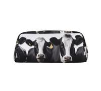 LHBWCVN Black White Cows Pencil Case Large Capacity Pencil Pouch Aesthetic Pen Bag Leather Makeup Bag for Women Men Travel Toiletry Bags Zipper Cosmetic Bag Wide-open Coin Pouch Purse, Gold, One Size