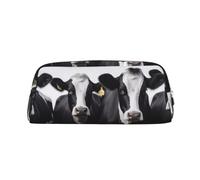LHBWCVN Black White Cows Pencil Case Large Capacity Pencil Pouch Aesthetic Pen Bag Leather Makeup Bag for Women Men Travel Toiletry Bags Zipper Cosmetic Bag Wide-open Coin Pouch Purse, Silver, One