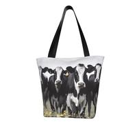 LHBWCVN Black White Cows Tote Bag for Women Top-Handle Purse Large Shoulder Hobo Bags Casual Handbags Aesthetic Shopping Bag Reusable Grocery Bags Zipper