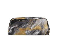 LHBWCVN Black White Gold Foil Marble Pencil Case Large Capacity Pencil Pouch Aesthetic Pen Bag Leather Makeup Bag for Women Men Travel Toiletry Bags Zipper Cosmetic Bag Wide-open Coin Pouch Purse