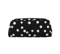 LHBWCVN Black White Polka Dots Pencil Case Large Capacity Pencil Pouch Aesthetic Pen Bag Leather Makeup Bag for Women Men Travel Toiletry Bags Zipper Cosmetic Bag Wide-open Coin Pouch Purse, Silver