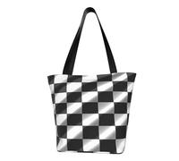 LHBWCVN Black White Race Checkered Flag Tote Bag for Women Top-Handle Purse Large Shoulder Hobo Bags Casual Handbags Aesthetic Shopping Bag Reusable Grocery Bag Zipper Work Bag Travel Beach Bag