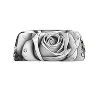 LHBWCVN Black White Rose Pencil Case Large Capacity Pencil Pouch Aesthetic Pen Bag Leather Makeup Bag for Women Men Travel Toiletry Bags Zipper Cosmetic Bag Wide-open Coin Pouch Purse, Gold, One Size