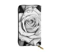 Lhbwcvn Black White Rose Wallet For Women Men Clutch Rfid Blocking Leather Wallets Large Capacity Purse Credit Card Holder Money Case With Zipper Phone Holder Long Travel Purse, Black, One Size